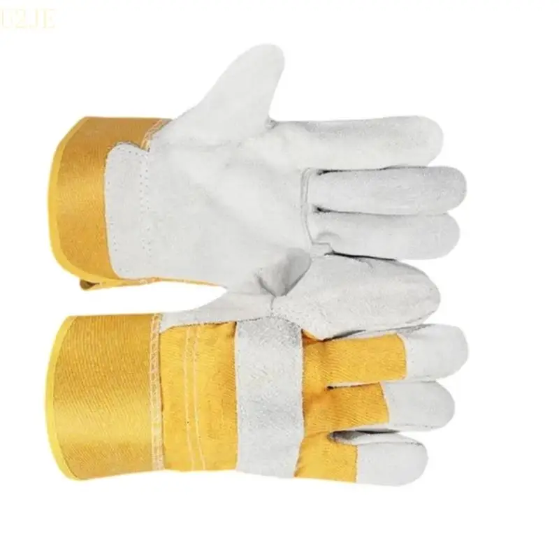 U2JE Comfortable Garden Gloves Wear Resistant Leather Work Gloves Safety Work Gloves