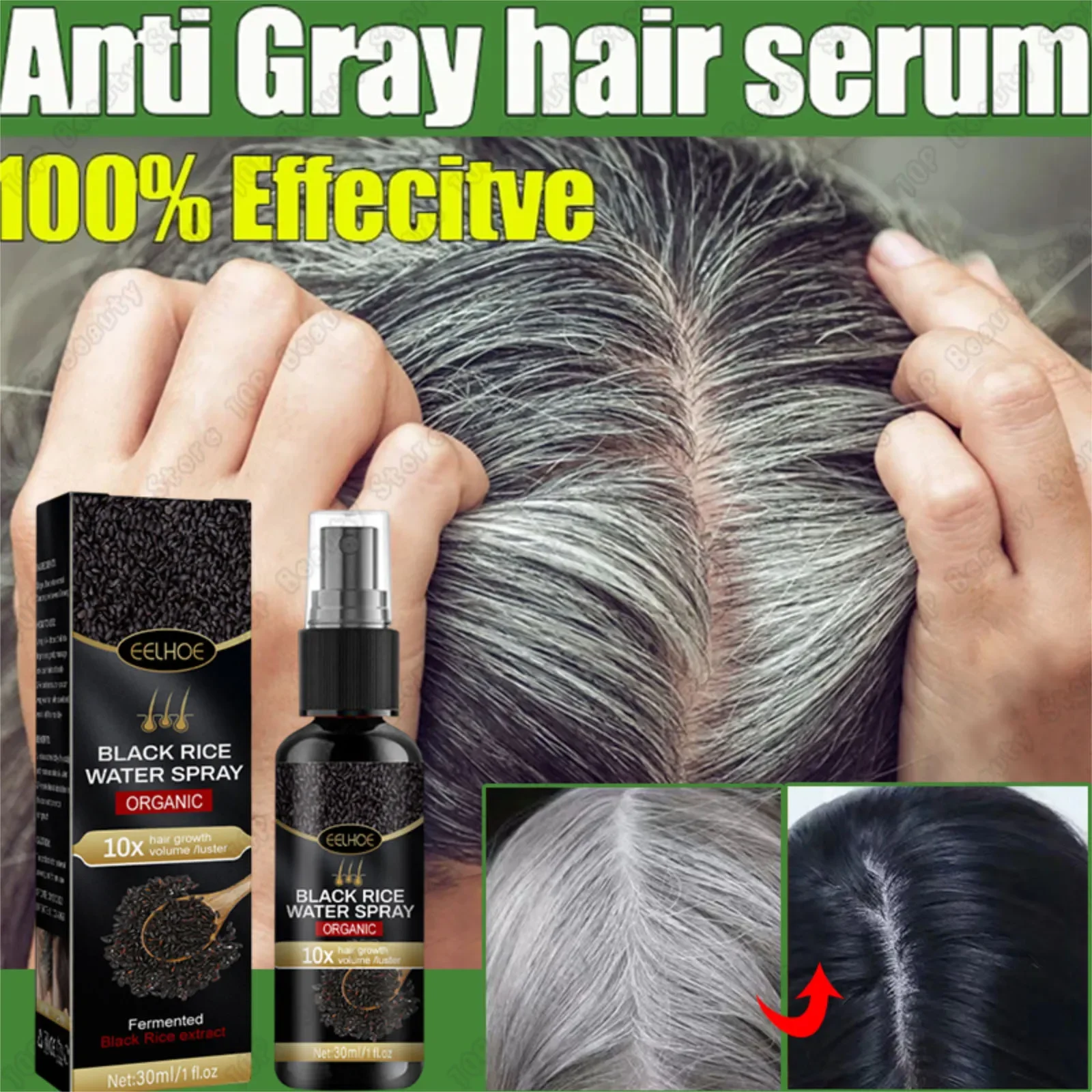 Grijs Wit Haar Behandeling Serum Wit Tot Zwart Natuurlijke Kleur Reparatie Spray Snelle Haargroei Producten Anti Haaruitval Verzorgingsproducten