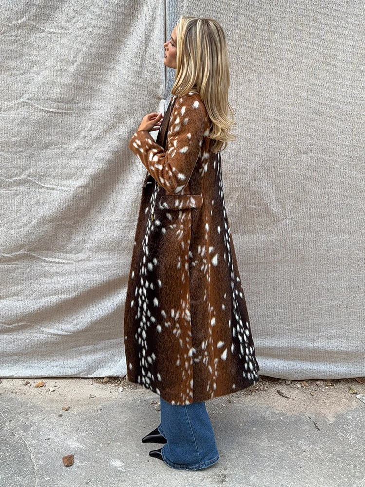 Lässiger, schicker, langer Mantel aus Kunstfell, Vintage-Mode, trendig, klassisch, locker geschnitten, Damen-Oberbekleidung, Herbst, stilvoll, Damen-Streetwear – Detail 5
