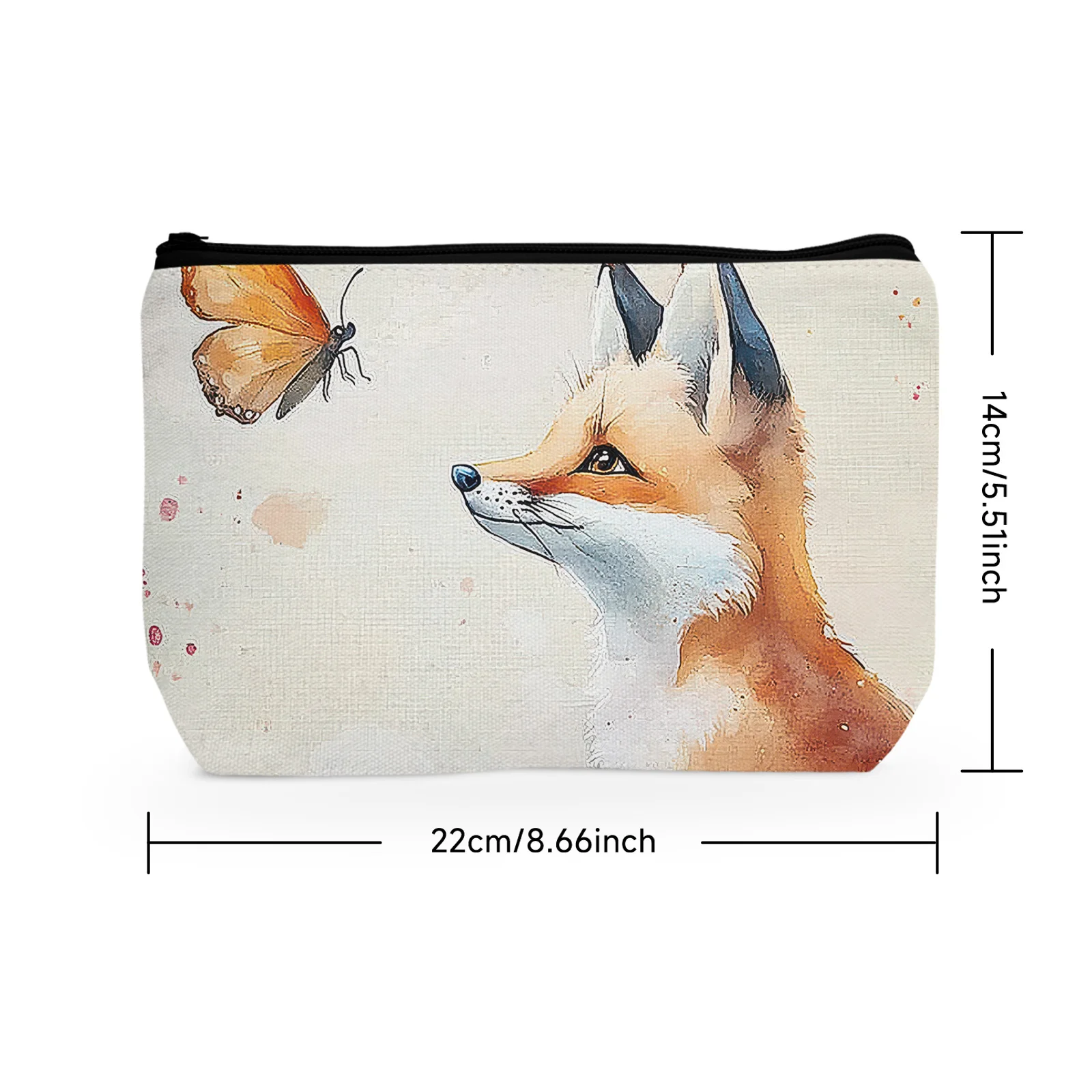 1Pc Fox Makeup Bag Fall Gifts Bags For Women Fox Animal Lovers Gifts Romantic Funny Fox Butterfly Cosmetic Bag