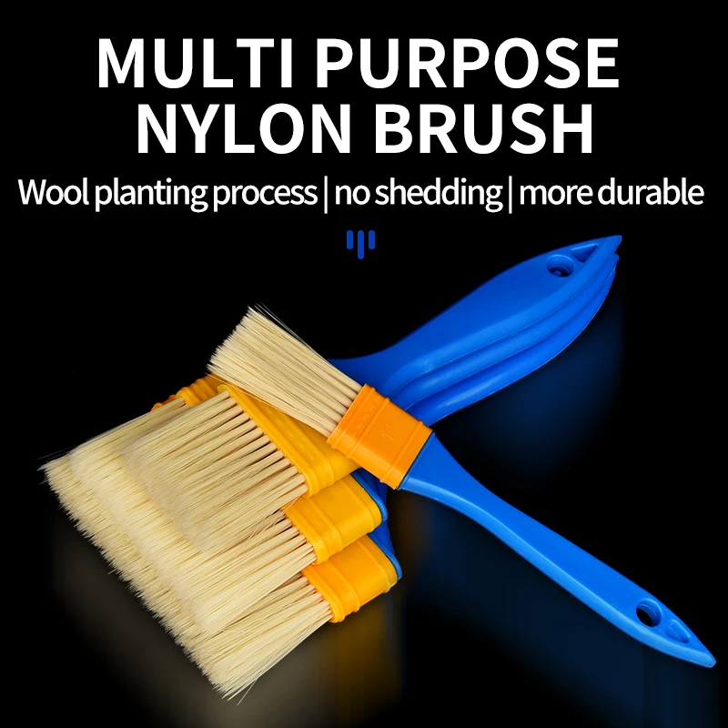 5PCS Multifunctional Paint Brushes with Wooden Handle Paint Brush for Wall And Furniture Clean Nylon Paint Barbecue Brush