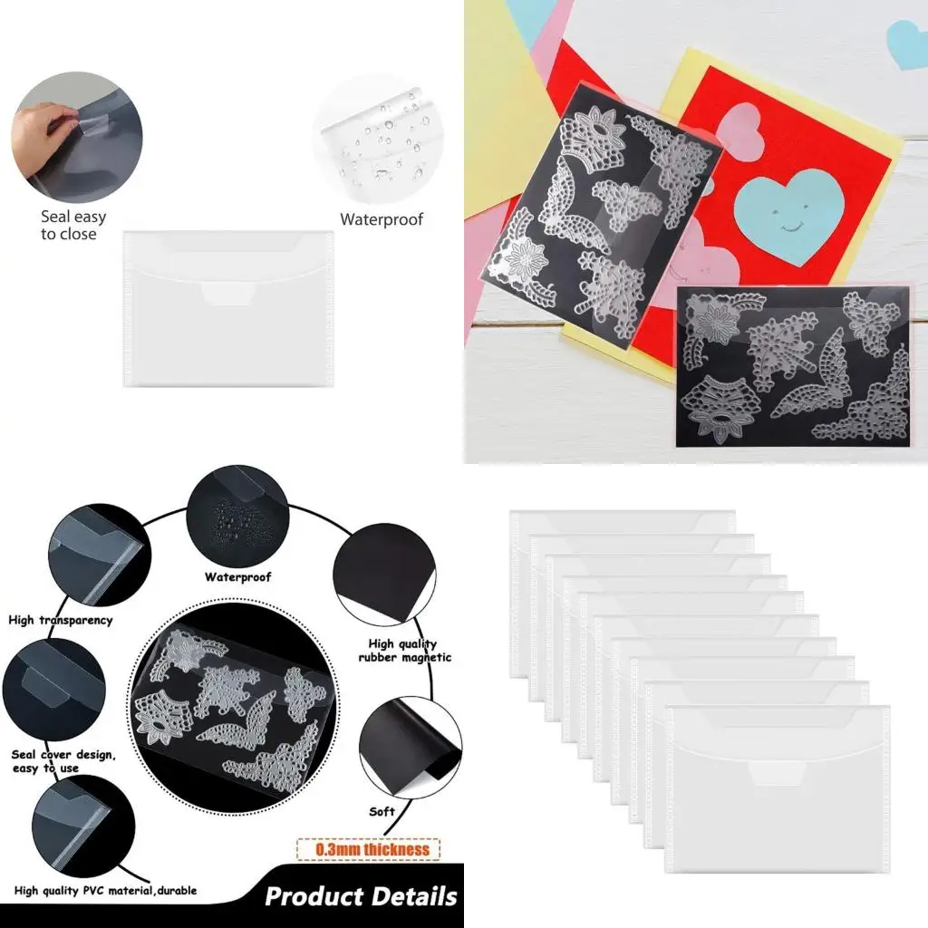 

10 Pieces Die Cuts Stamps Storage Pockets for Cutting Dies Stencil 601E