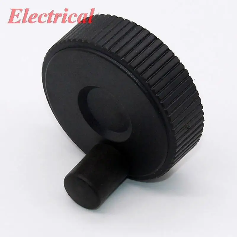 1pc 6mm 8mm 10mm 12mm Bore Dia. Plastic Hand Wheel Revolving Handle Grip Knob Black 50mm 60mm Diameter