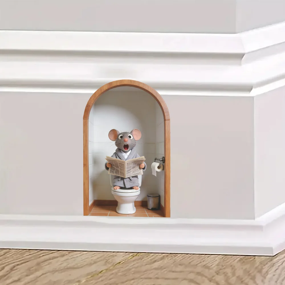 Cartoon Reading Mouse Wall Sticker Living Room Study Decoration Mural Kids Bedroom Decor Wallpaper Removable Funny Rats Decals