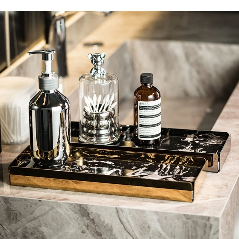 

Simplicity Stainless Steel Marble Storage Tray Bathroom Sink Rack Household Supplies