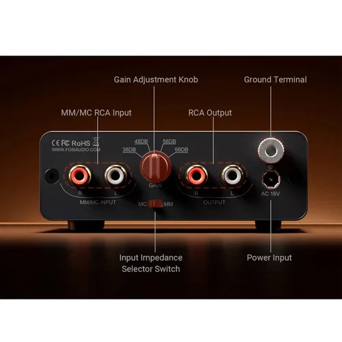 Imagen 2 del producto Preamplificador de fono Fosi Audio BOX X5 Preamplificador de fono con calidad de sonido HiFi para cartuchos MM y MC