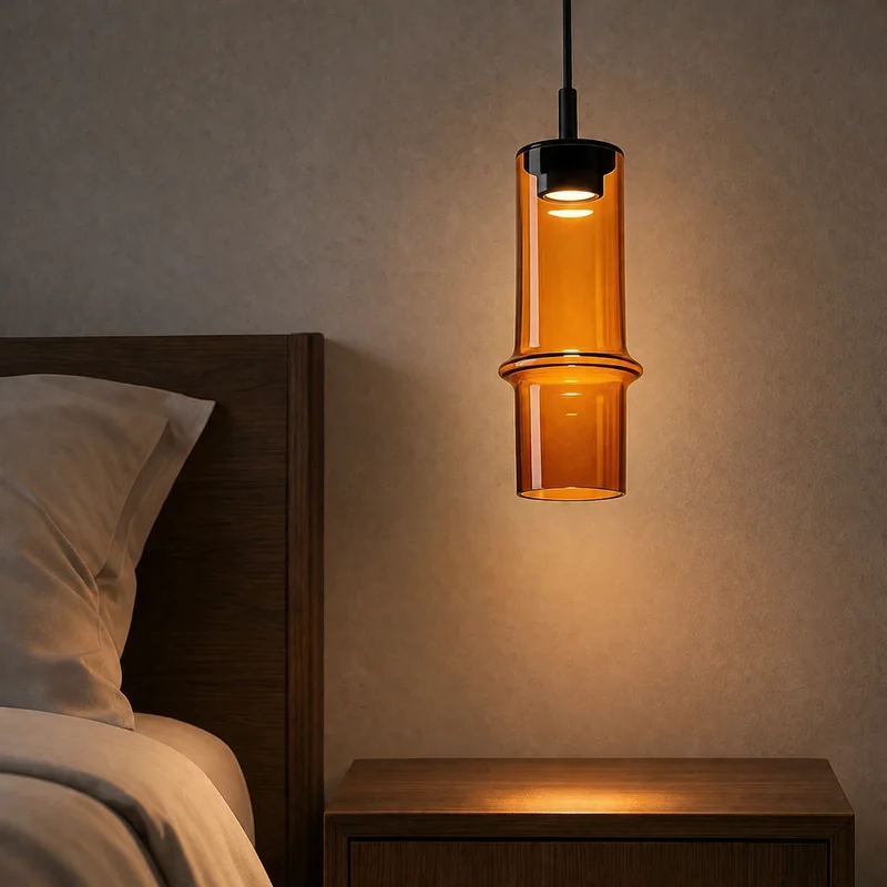 Modern Nordic Glass Cylinder Hanging Fixture For Bedroom Living Room Bedside Dining Room Kitchen Island Minimalist Pendant Lamp