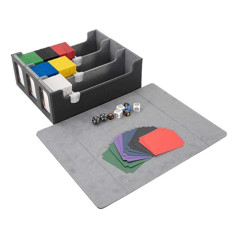 PU Flannel Single-Sleeve Card Storage Box Versatile 1360+ Game Deck Box Open Window Lid Split TCG Hold Waterproof Custom