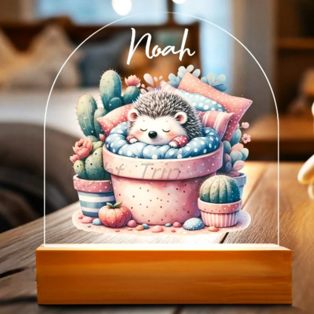 Personalized Safari Babies Night Lamp Custom Baby Birth Animal Lamp with Warm/RGB Lighting for Kids Bedroom Table Decor 36 Style