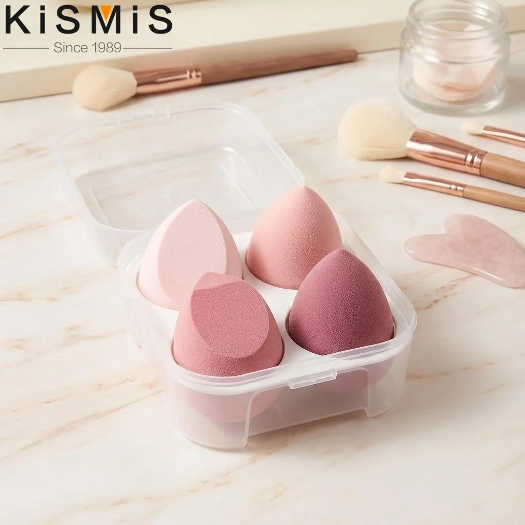 4Pcs Dual Use Makeup Sponge Beauty Blender Powder Puff Wet Dry Foundation Applicator Flawless Application Tool