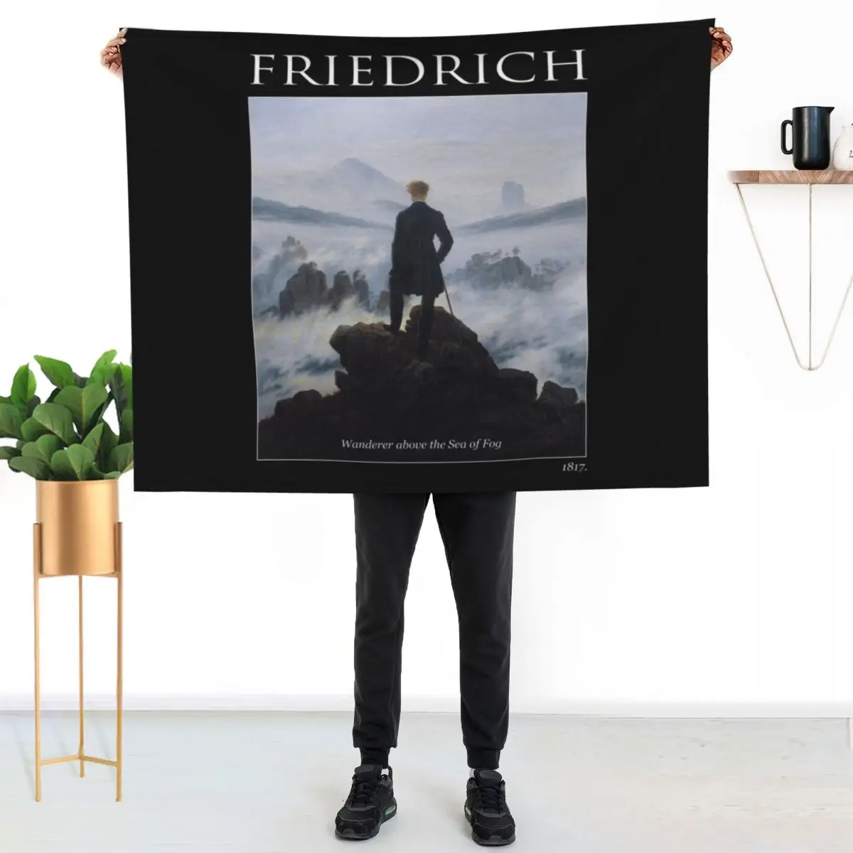 

Wanderer above the Sea of Fog (Caspar David Friedrich) Throw Blanket Cozy Napping Blanket Gift for Mom Dad