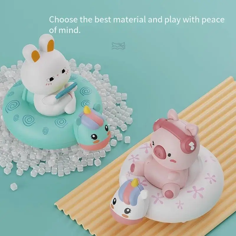 Bath Toys For Kids 1 To 3 Year Children Swimming Ring Infant Bathroom Clockwork Water Toy Baby Water Play Cartoon Animal Toys