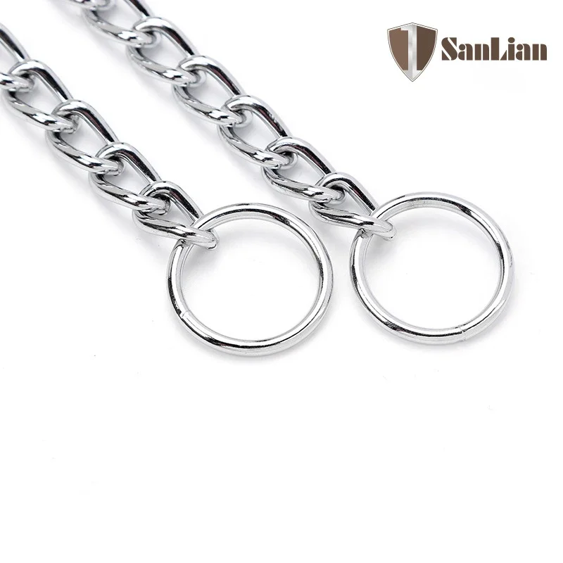 Slip P Chain Dog Choke Collar for Small Medium Large Dogs Heavy Duty Titan Training Collars 2 Row Chrome Adjustable Pet Collar