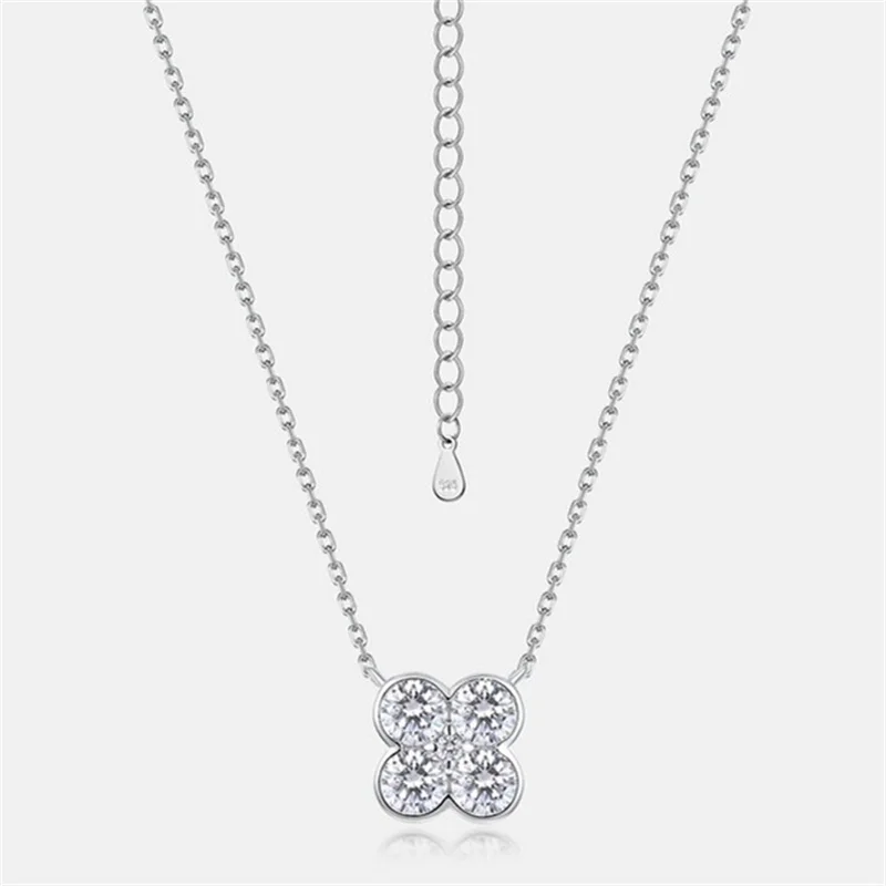 NL017802 Lefei Fashion Luxury Trend Classic Moissanite Diamond-set Quatrefoil Flower Necklaces For Women 925 Silver Jewelry Gift