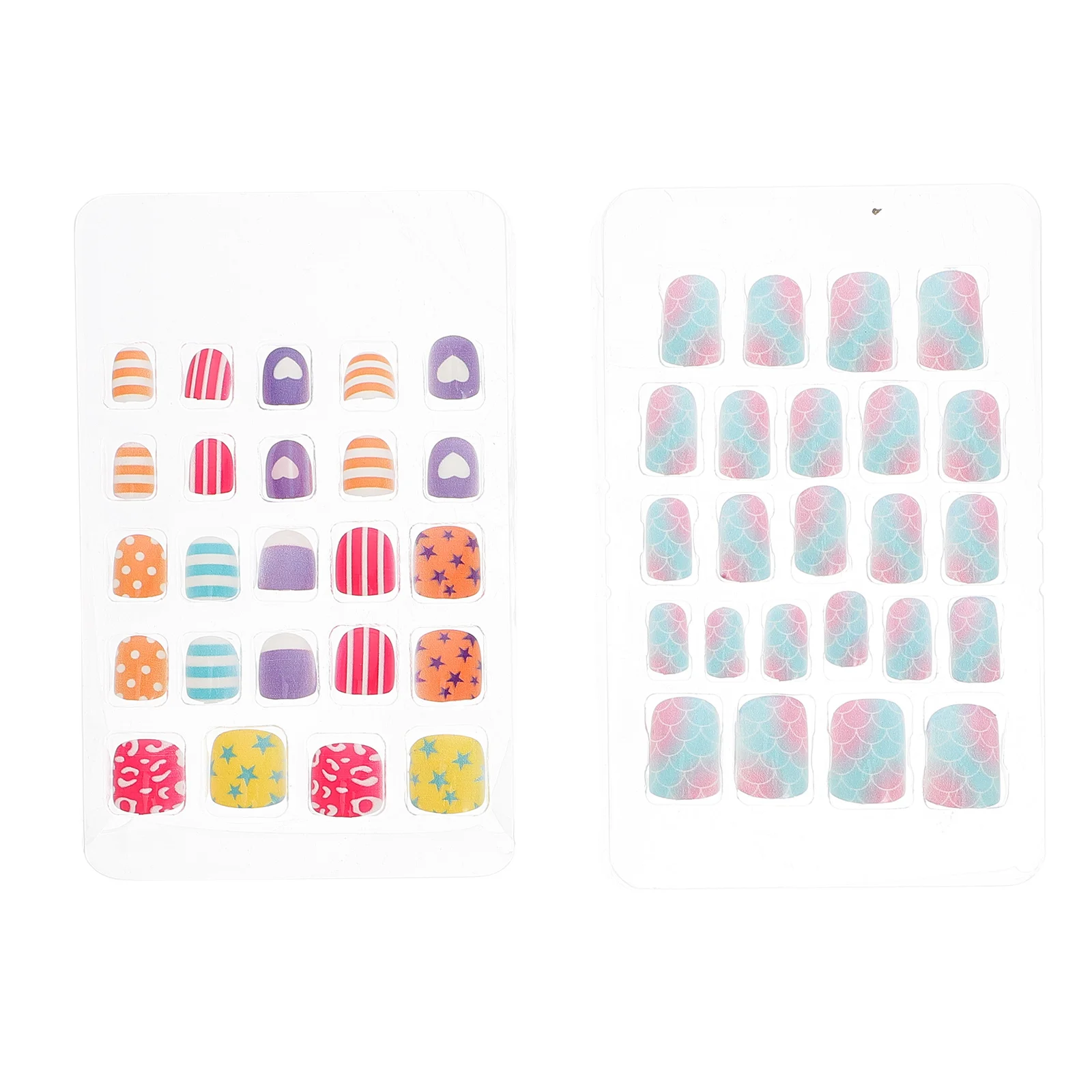 

48 шт./2 коробки, милые накладные ногти для детей, самоклеящиеся накладные ногти, красочные маникюры, креативные украшения для дизайна ногтей, сделай сам