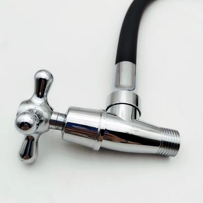 Wall-Mounted Single Cold Kitchen Faucet - Colorful 360° Swivel Spout with Flexible Hose, Space-Saving Horizontal Tap