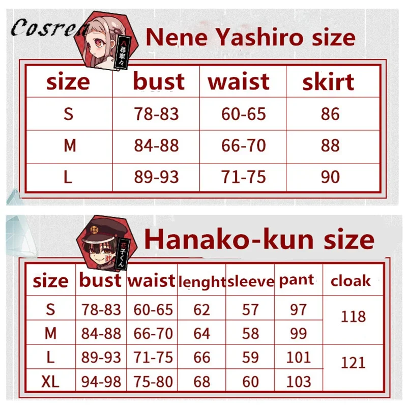 Anime Toilet-Bound Hanako-kun Nene Yashiro Cosplay Costume Lolita Dress Girls Boys Hanako-kun Yugi Amane Cos Full Set Uniform