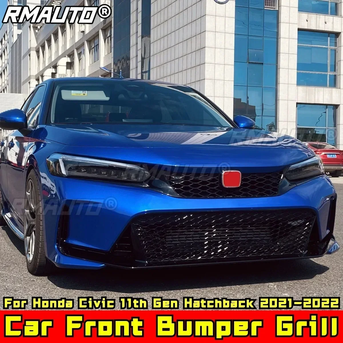 For Honda Civic 11th Gen Hatchback 2021-2022 Body Kit Racing Grills Glossy Black TR style Bumper Grill Car Accessories