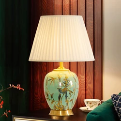 40x61cm Simple Ceramic Copper Table Lamp For Bedroom Bedside Lamp Living Room Sofa Table Light Villa Study Room Desk Lamp