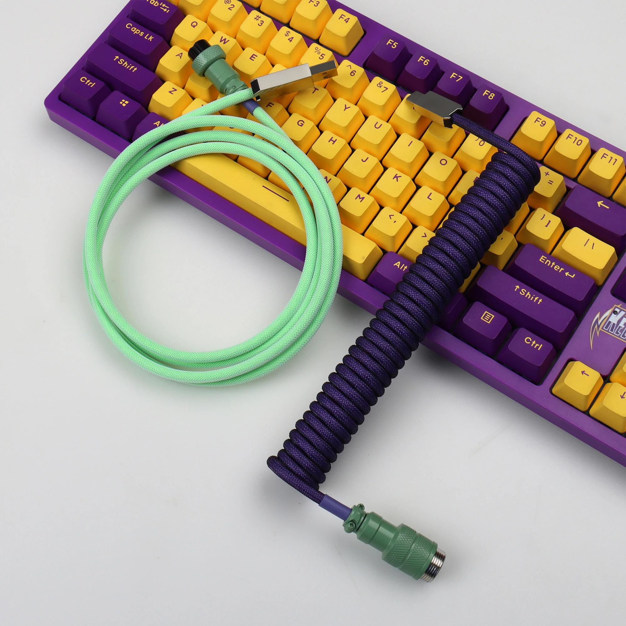 【LANO】GX16 5-pin aviator connector Detachable Metal Aviator Double Sleeved Wire Type-C to USB Cable Keyboard for Gaming Keyboard
