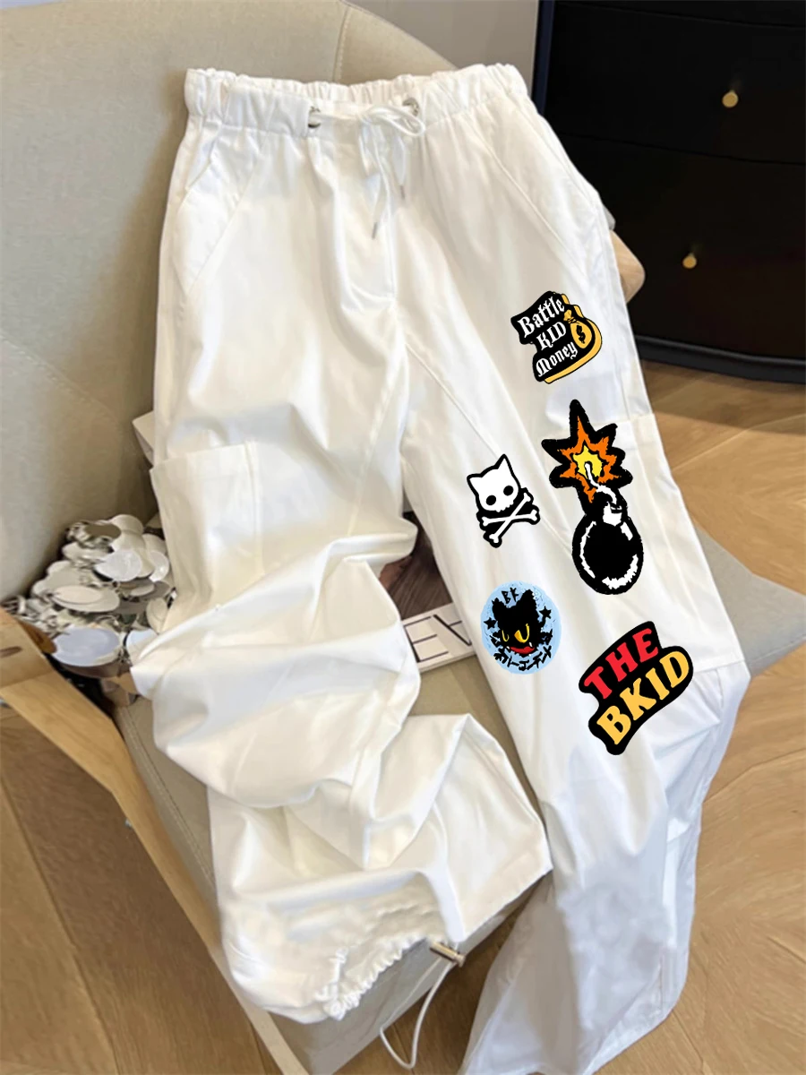 

Ретро-брюки Dstring Work Trousers прямого кроя, свободные, с высокой талией, повседневные, для мужчин и женщин, летние, уличный стиль