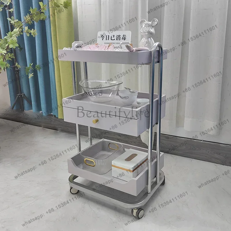 Factory Direct Sales Solid Wood Storage Trolley Carts Modern Simple Fashion Specific Salon Trolley Manicure Salon Furniture Kosm