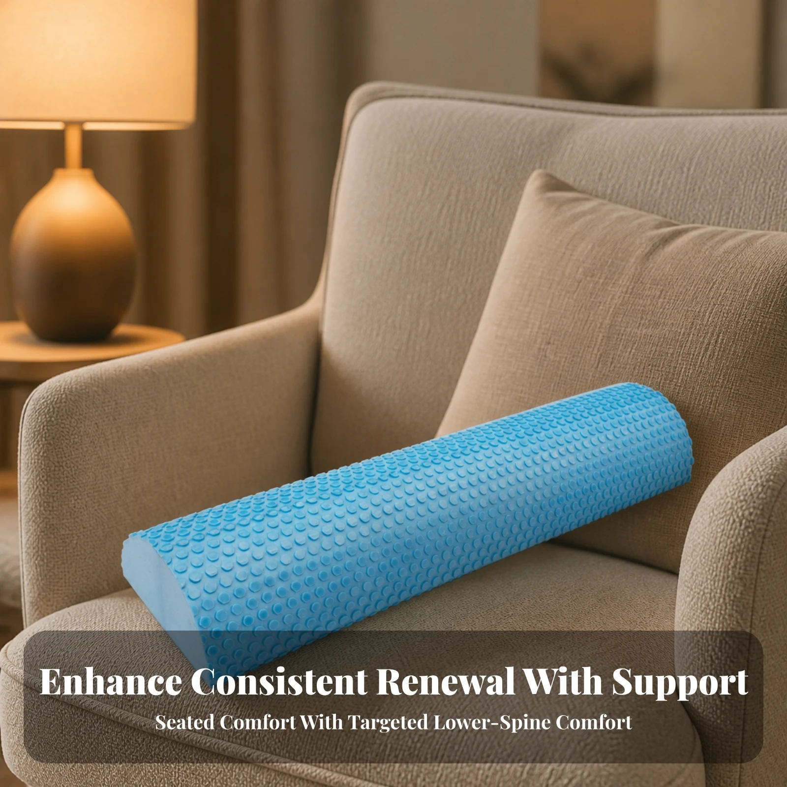 Half-Round Foam Roller Firm Foam Roller with Dotted Surface Heavy-Duty Long-Lasting for Yogis, Self-Massage, Stretching Recovery