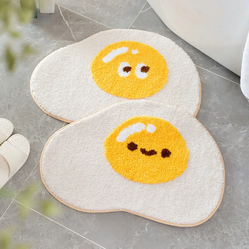 

Egg Smiley Tufted Carpet Soft Plush Doormat Home Decor Living Room Bedroom Area Rug Floor Mat Non-slip Bathroom Mat Tapis Drop