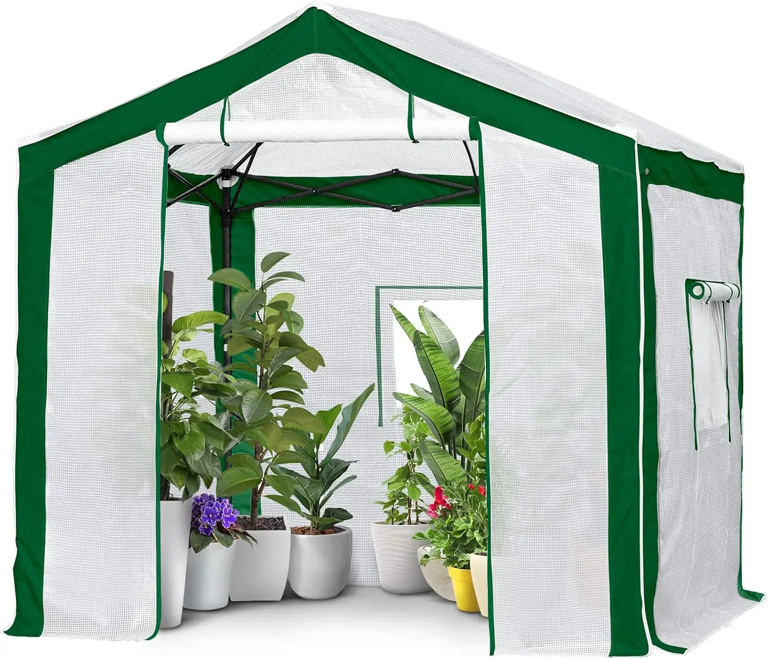 

8x8 Portable Walk-in Greenhouse, Pop-up Indoor Outdoor Garden Green House, Zippered Doors and Windows,