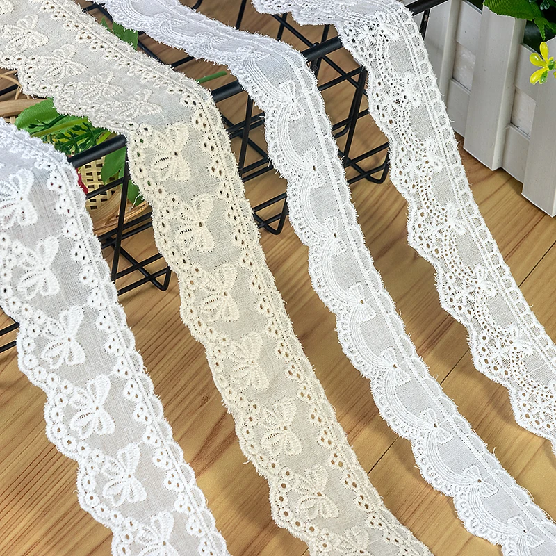 Полая хлопковая кружевная лента с цветочной вышивкой, ткань для шитья одежды своими руками, материал для домашних поделок ручной работы, маленькое широкое кружево