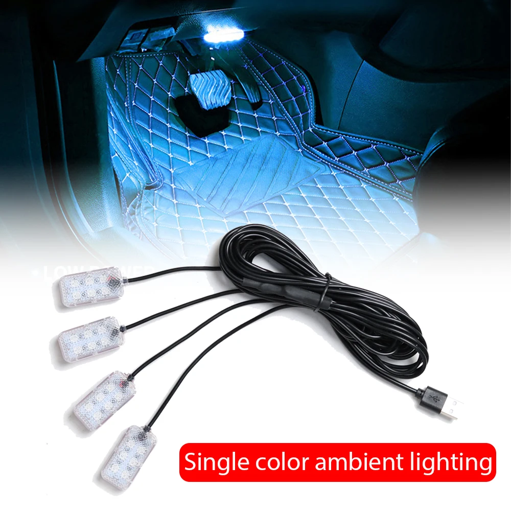 New LED Car Interior Ambient Foot Strip Light Kit Backlight 5V USB Auto Decorative Atmosphere Neon Lamp Vehicle Accessories ﻿