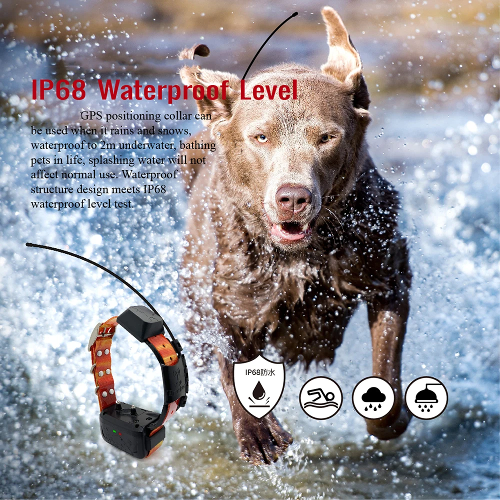 Waterproof dog gps tracker collar with training for hunting Without sim card Amazon Top Pet Gps Trackers For Pets