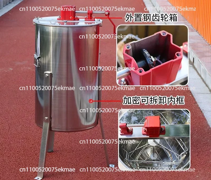 Honey Extractor Manual Spin Honey Stainless Steel with Support Honey Outlet Sugar Machine Beekeeping Tool