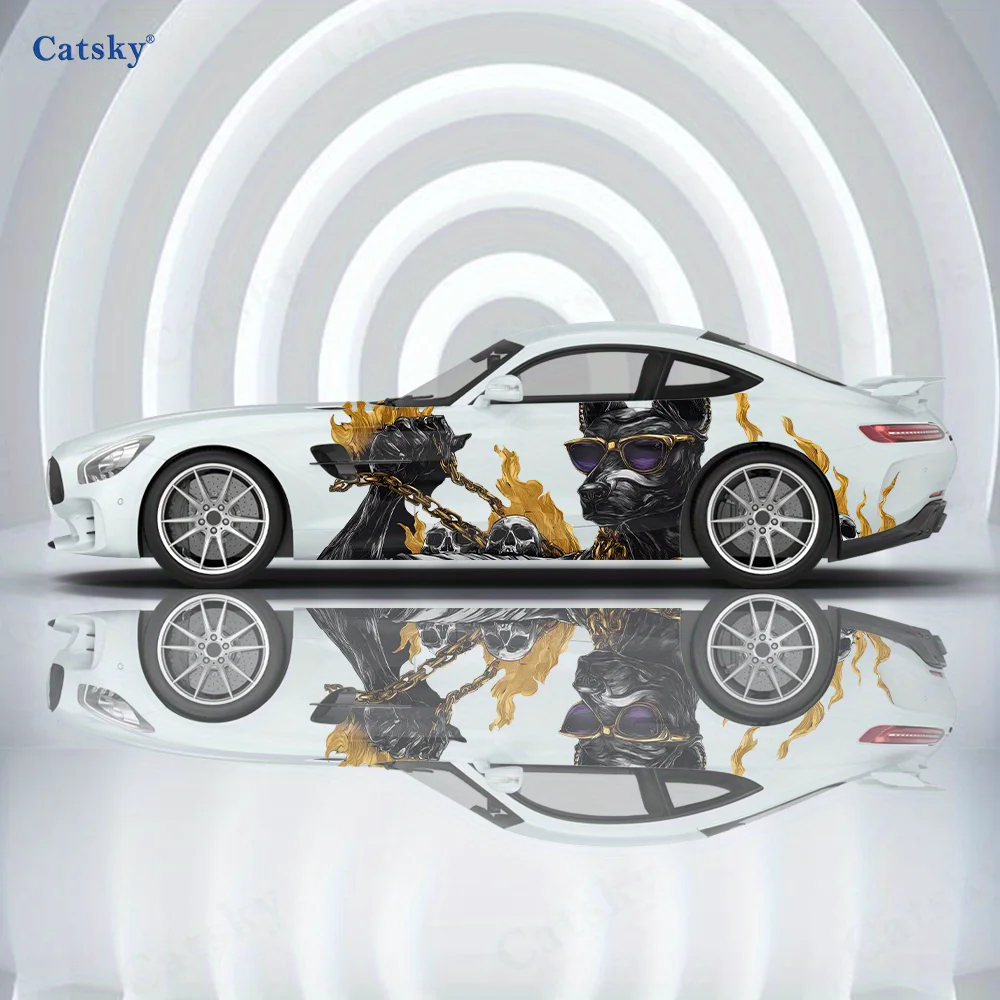 

Sunglasses Dog Flame Car Vinyl Wraps Decal Self-adhesive PVC Sticker Suitable for Trucks SUV Decoration Auto Accessories Gift