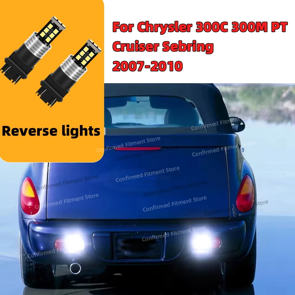 2Pcs 3157 T25 P27W LED Reverse Lights Signal Bulbs 6000K For Chrysler 300C 300M PT Cruiser Sebring 2007 2008 2009 2010