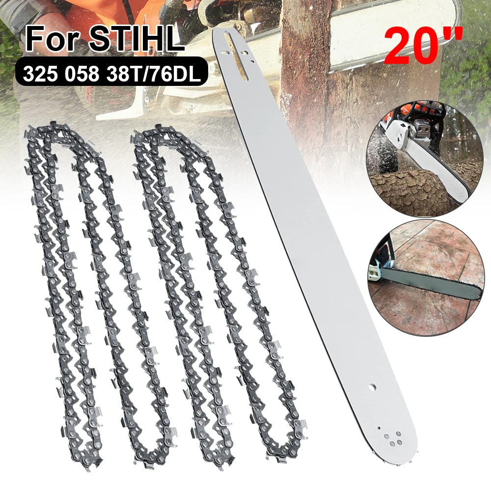 20 Inch Chainsaw Guide Bar with 2Pcs Saw Chain 0.325