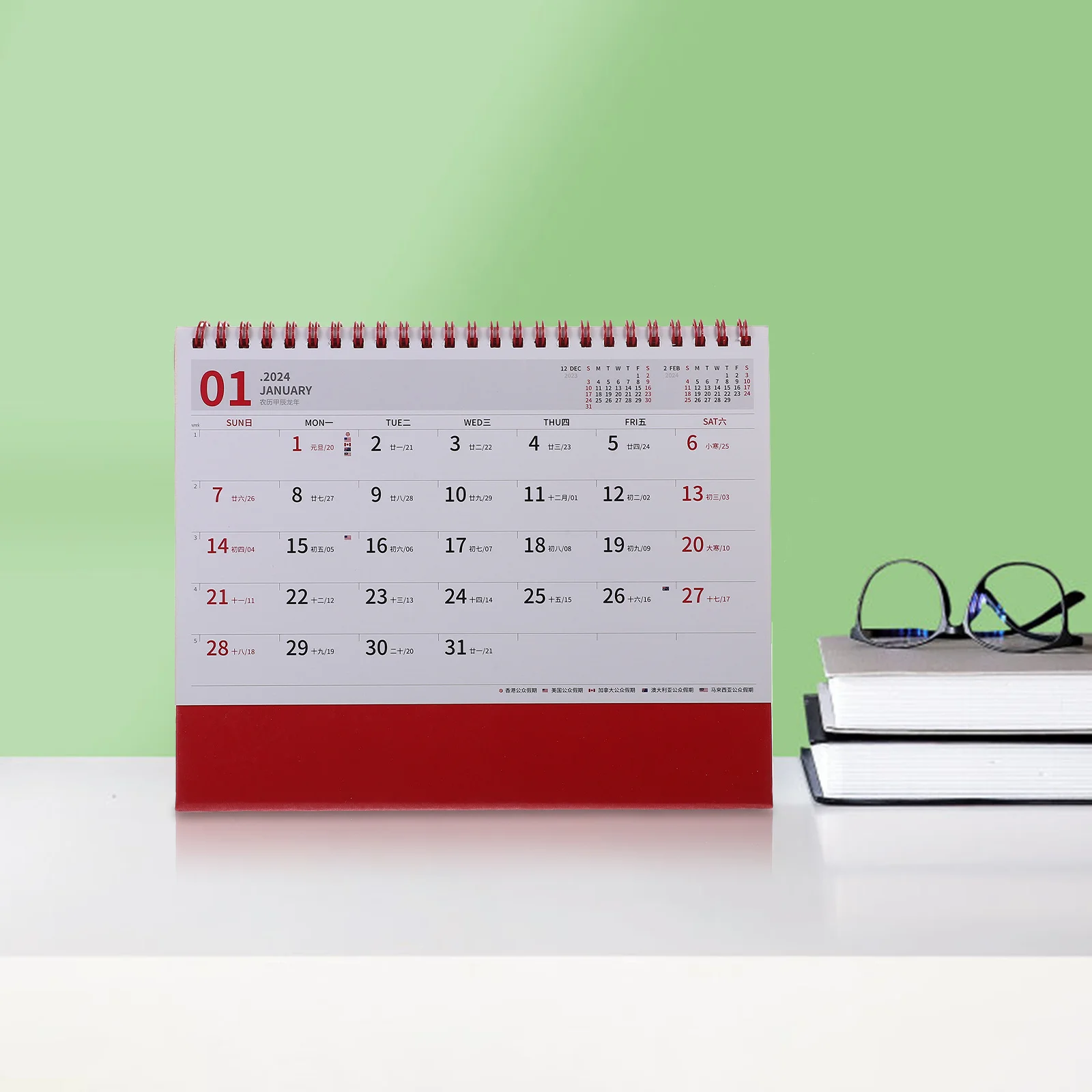 

Chinese Style Desk Calendar 2024 Students Month Decorative Standing Flip Office Home Accessories Bright Simple Design