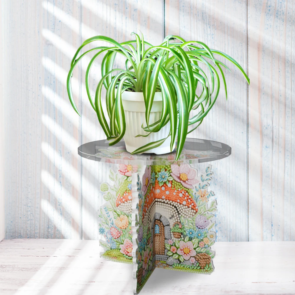 

Acrylic Mushroom Diamond Painting Plant Stand Potted Plant Holder Rack