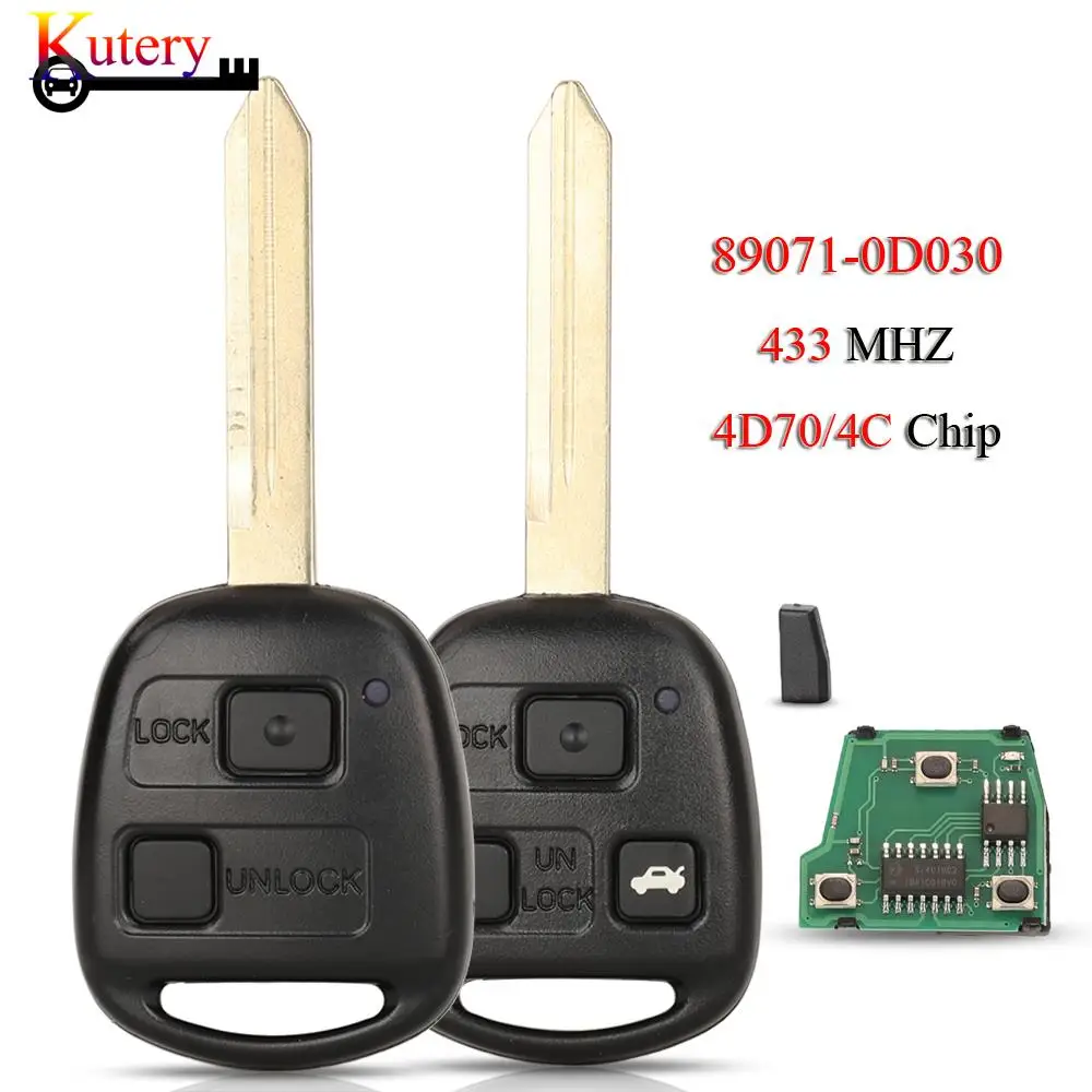 jingyuqin 89071-0D030 Remote Car Key For Toyota Avensis Yaris Corolla 2003-2011 2/3Buttons 433MHZ 4D70/4C Chip With TOY47 Blade