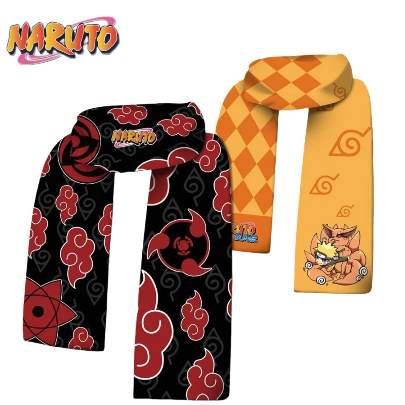 Naruto Akatsuki anime cartoon scarf wheel eye impression scarf winter warm double-sided printing students for school wholesale