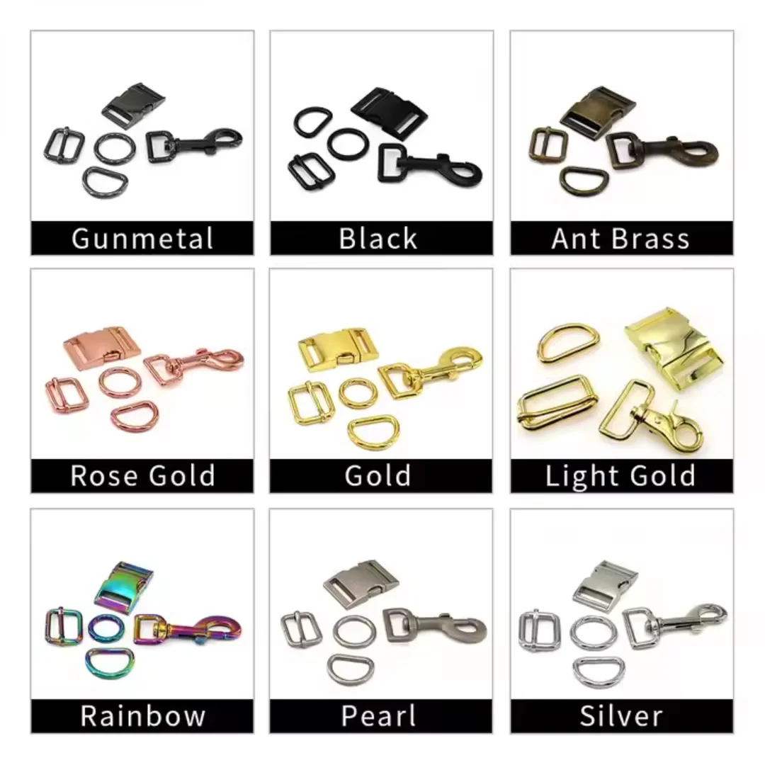 4 Pcs Wholesale Dog Collar Hardware Set Rose Gold Pet Dog Metal Buckle Collar Personalized Snap Hook Buckles
