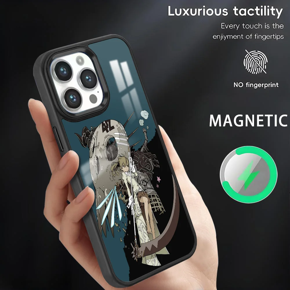 

Anime S-Soul Eater Phone Case For iPhone 16 15 14 13 12 11 Pro Max Plus Mini Magnetic Magsafe Wireless Charging Cover