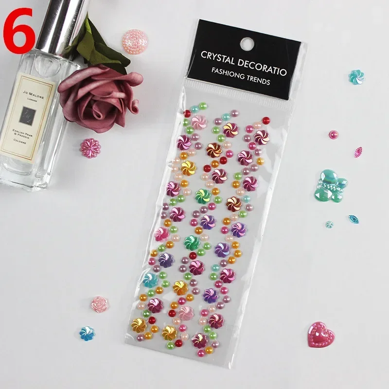 Scrapbook sticker Acrylic crystal 3 lines in 1sheet Self-adhesive Mixed Rhinestones Sticker Diamond decoration drill stickers