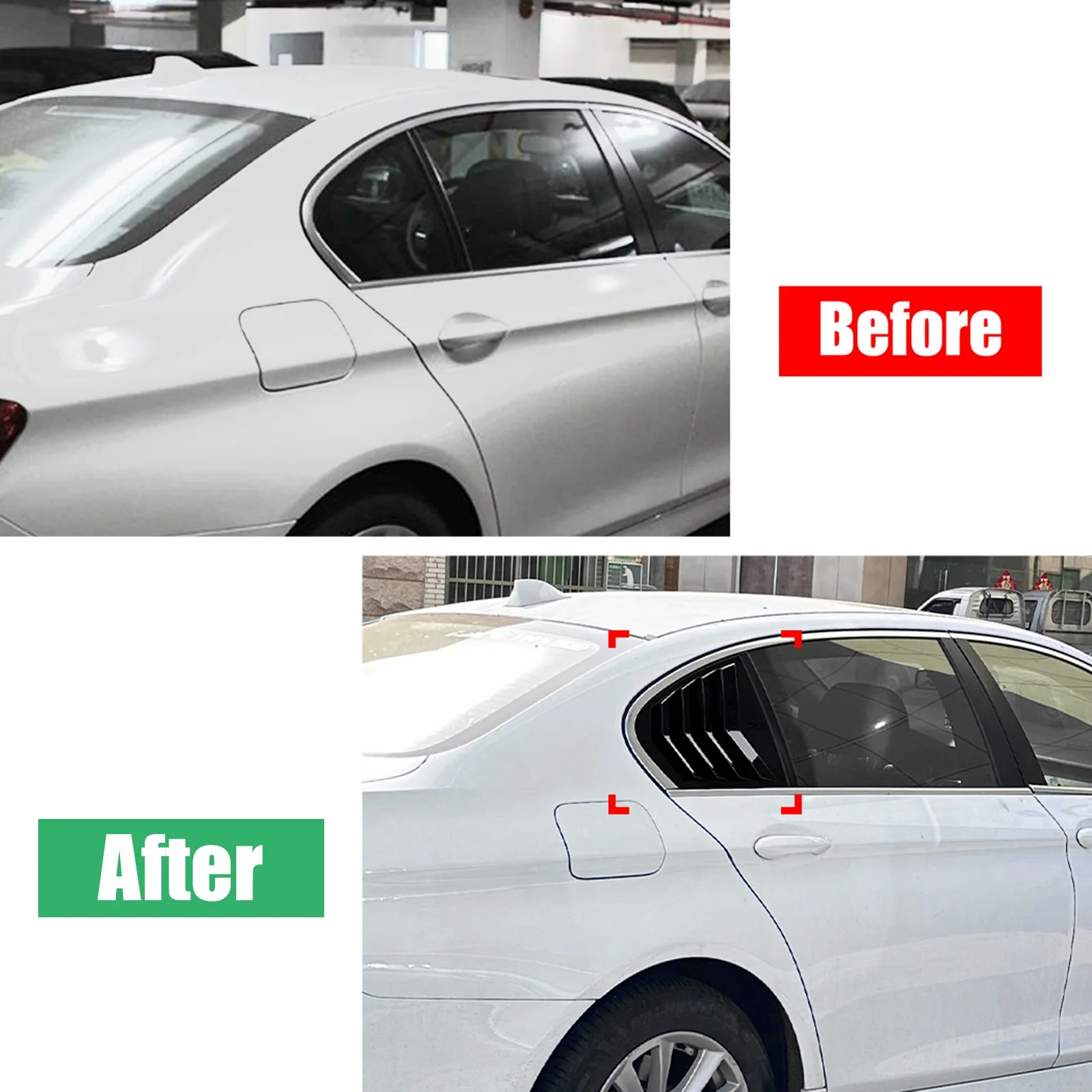Car Rear Side Window Louvers Shutter Cover Trim Vent Blinds For BMW 5 Series F10 525i 530i 2011-2017 Rear Window Louver Cover