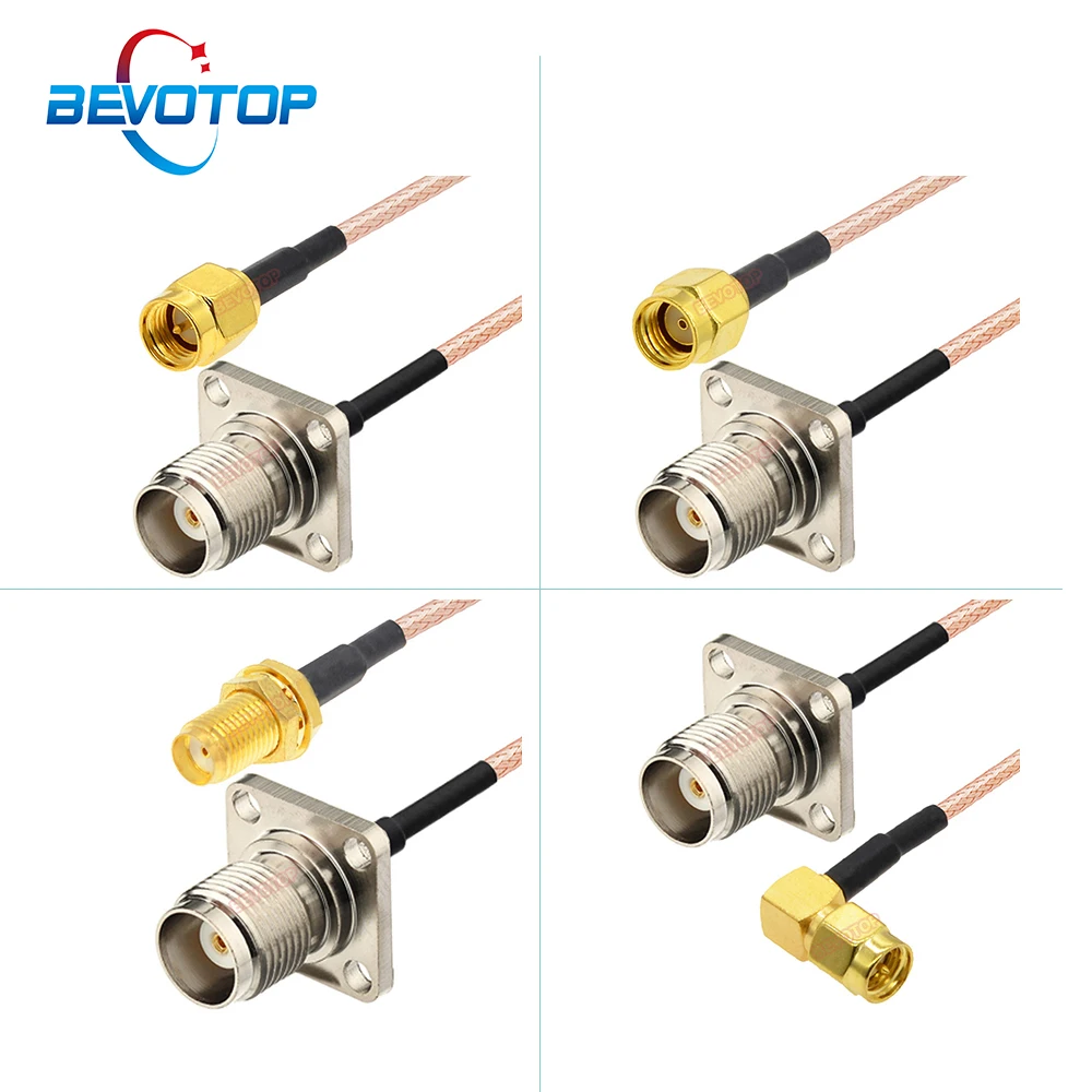Bevotop 1pcs tnc weibliche 4-Loch-Plattenhalterung an sma/RP-SMA Stecker Buchse Buchse rg316 Kabel rf Koaxial verlängerung Jumper Pigtail