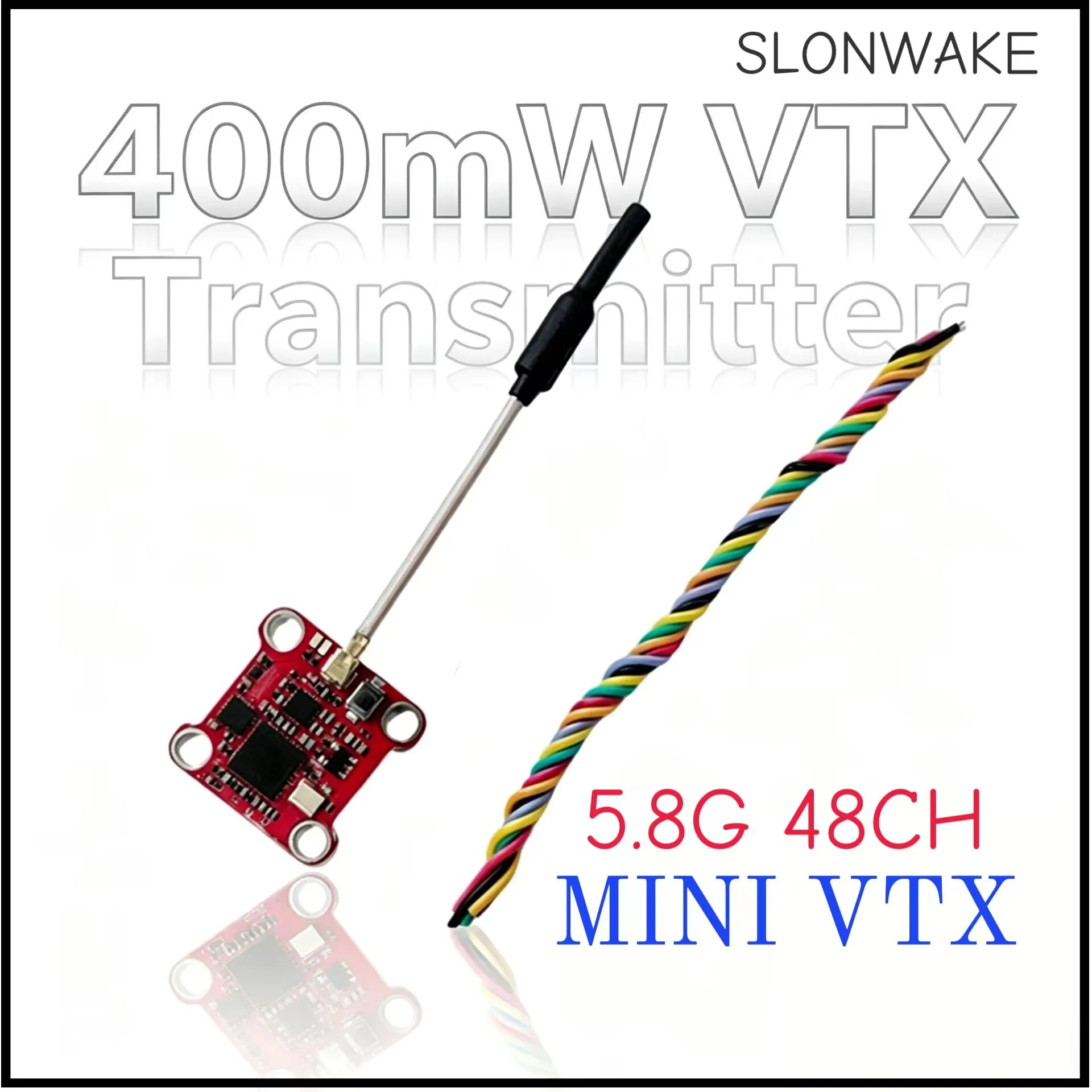 

SLONWAKE 5.8G MINI 400mW VTX Передатчик с регулируемой мощностью, поддержка протокола TBS, для FPV RC гоночных дронов и моделей самолетов с фиксированным крылом