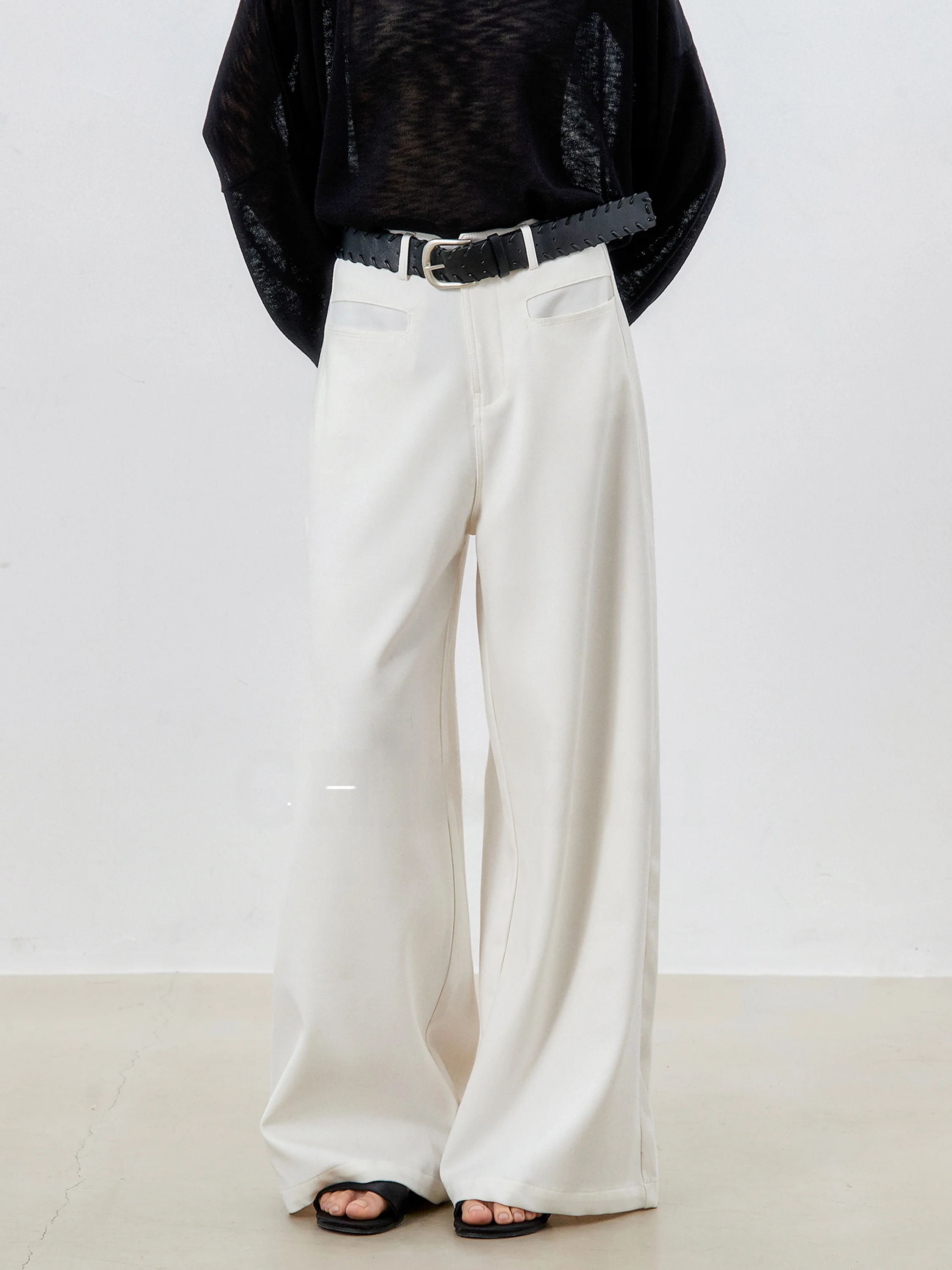 

Женские брюки с высокой талией и широкими штанинами, свободные прямые повседневные хлопковые струящиеся длинные брюки в стиле «Old Money» от Chic Zhi