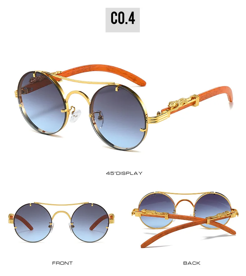 Vintage Runde Sonnenbrille Männer Frauen Luxus Marke Designer Gepard Metall Casual Brillen UV400 – Detail 9