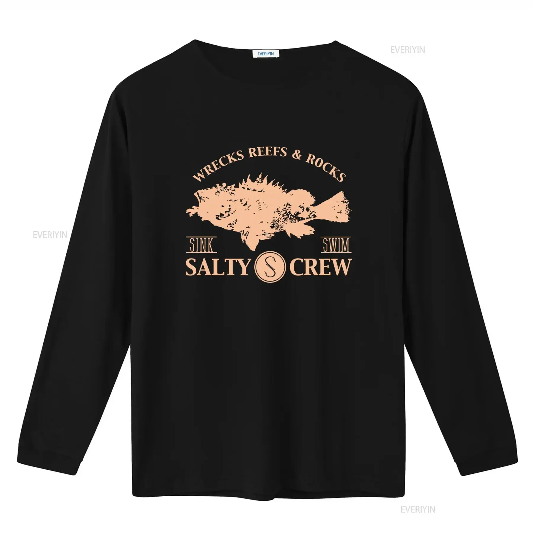Salty Crew Mens T Shirt Small Black  100 Cotton Big Fish Wrecks Reefs Rocks Sink Swim Design vintage Washed Stylish Slightly