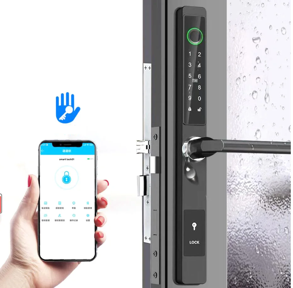 TTLock APP Control Slim Design Fingerprint Password Sliding Door Aluminum Door Smart Door Lock